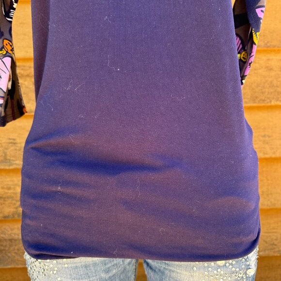Lularoe Halloween Print Baseball Tee Blue 3/4 Sleeve Shirt Size XS - Picture 4 of 8